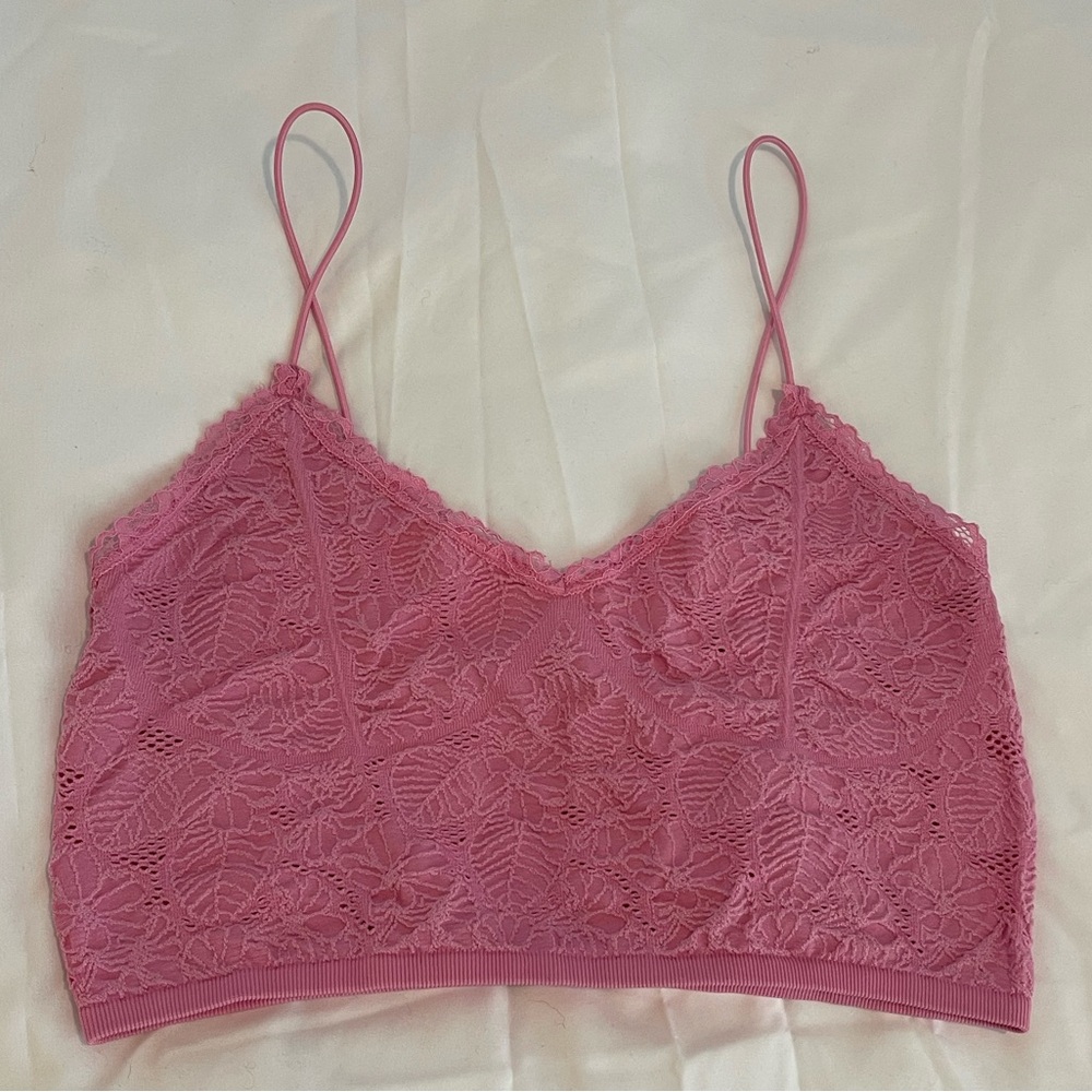 Zara Pink floral lace crop top size M-L